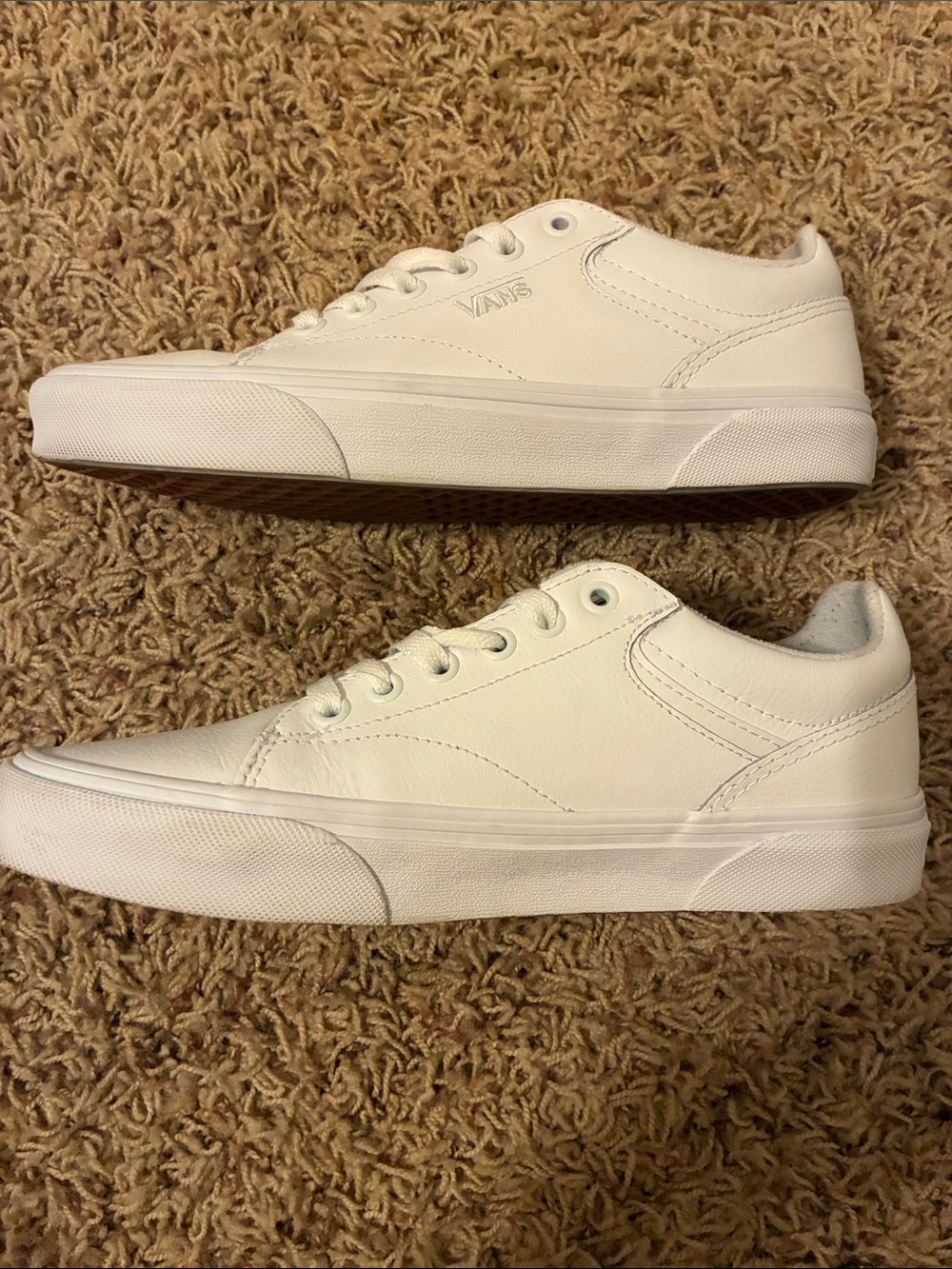 Vans White Low-Top Leather Sneakers Women’s Size 8 Excellent Condition - Picture 6 of 6